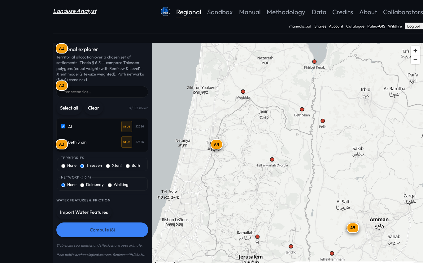 Regional Analysis interface with reference tags A1 to A5